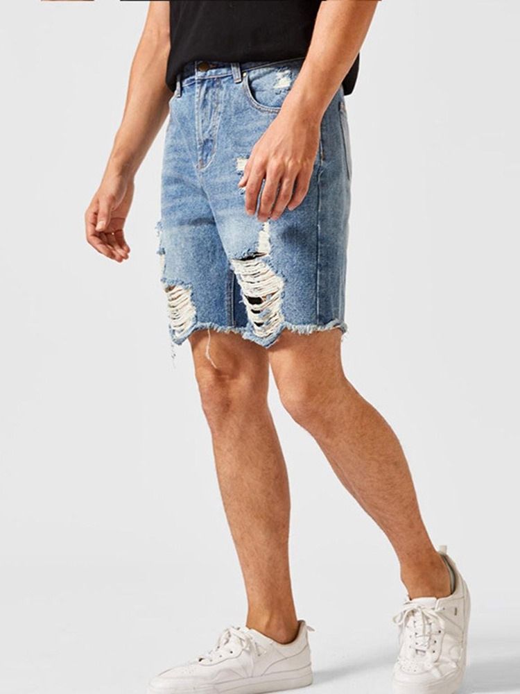 Shorts Jeans Masculinos Retos Com Zíper Europeu