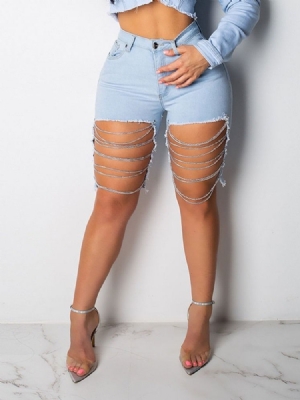 Shorts Magros Lisos De Corrente Assimétrica Feminino