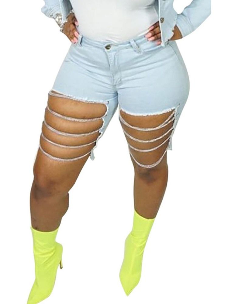 Shorts Magros Lisos De Corrente Assimétrica Feminino