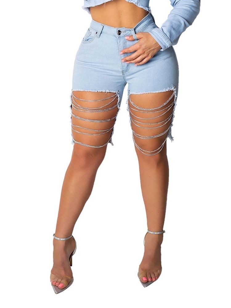 Shorts Magros Lisos De Corrente Assimétrica Feminino