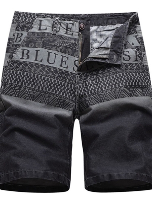 Shorts Masculinos Casual Estampados Em Linha Reta