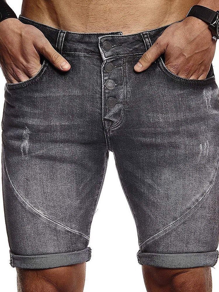 Shorts Masculinos De Cintura Fina Com Botão Fino