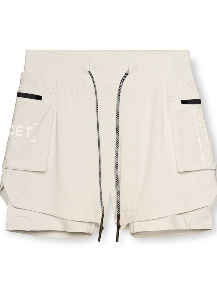 Shorts Masculinos Com Cadarço E Bolso Carta Solta