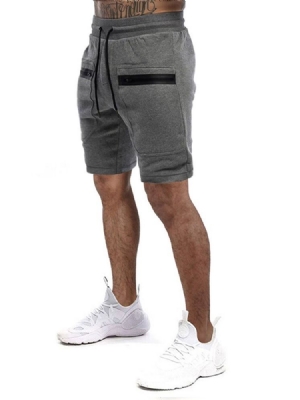 Shorts Masculinos Com Cadarço Esporte Liso Colorido De Bolso