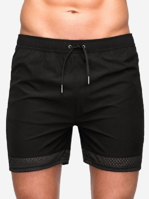 Shorts Masculinos Com Cordões Finos Lisos De Cintura Média Casual