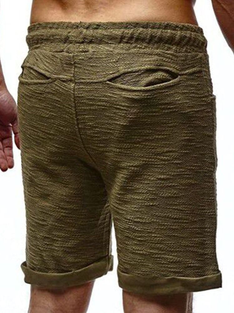 Shorts Masculinos Com Elástico Liso E Cintura Média