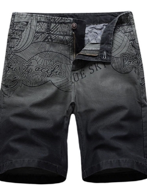 Shorts Masculinos Com Estampa Reta E Casual Com Zíper