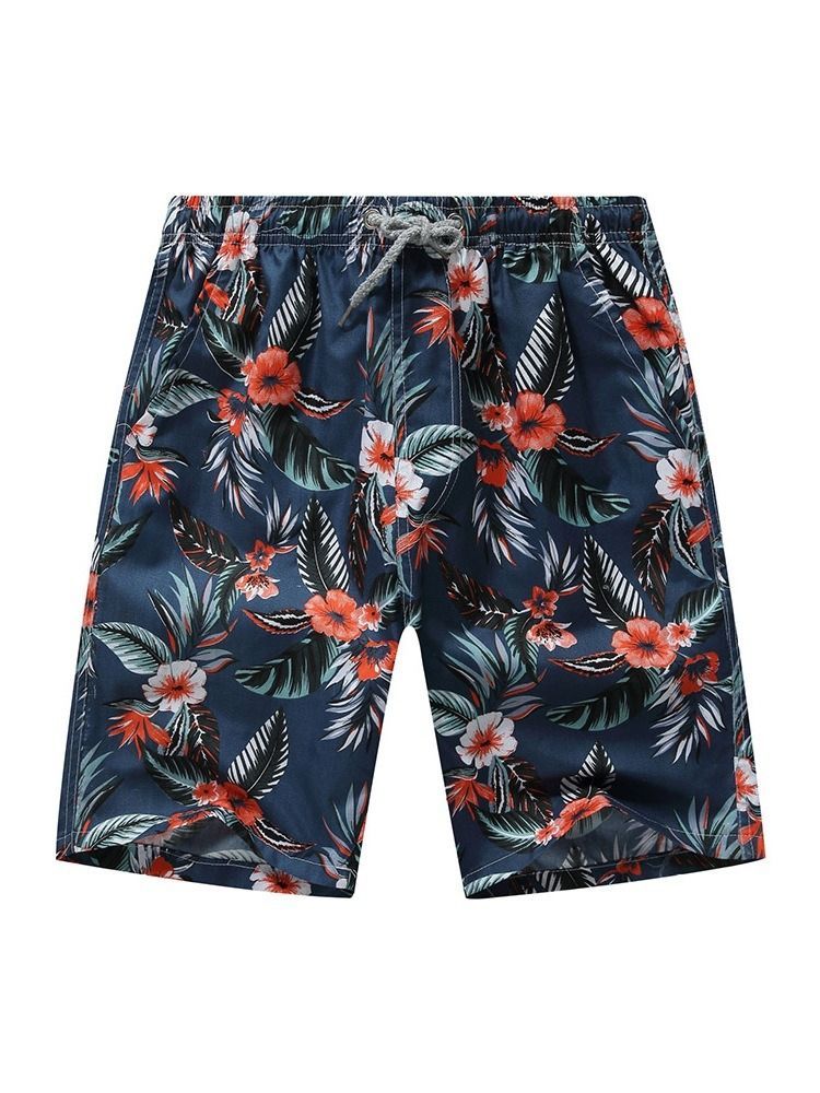 Shorts Masculinos Com Estampa Reta Fina De Renda