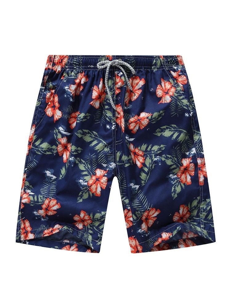 Shorts Masculinos Com Estampa Reta Fina De Renda