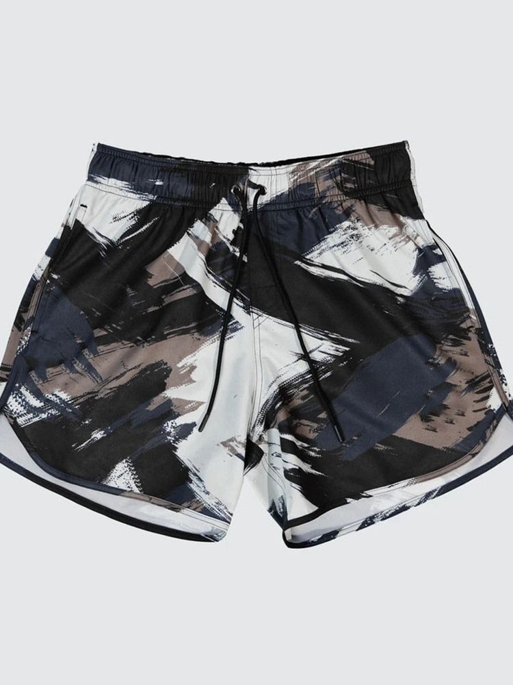 Shorts Masculinos Slim Com Cordões Camuflados Casuais