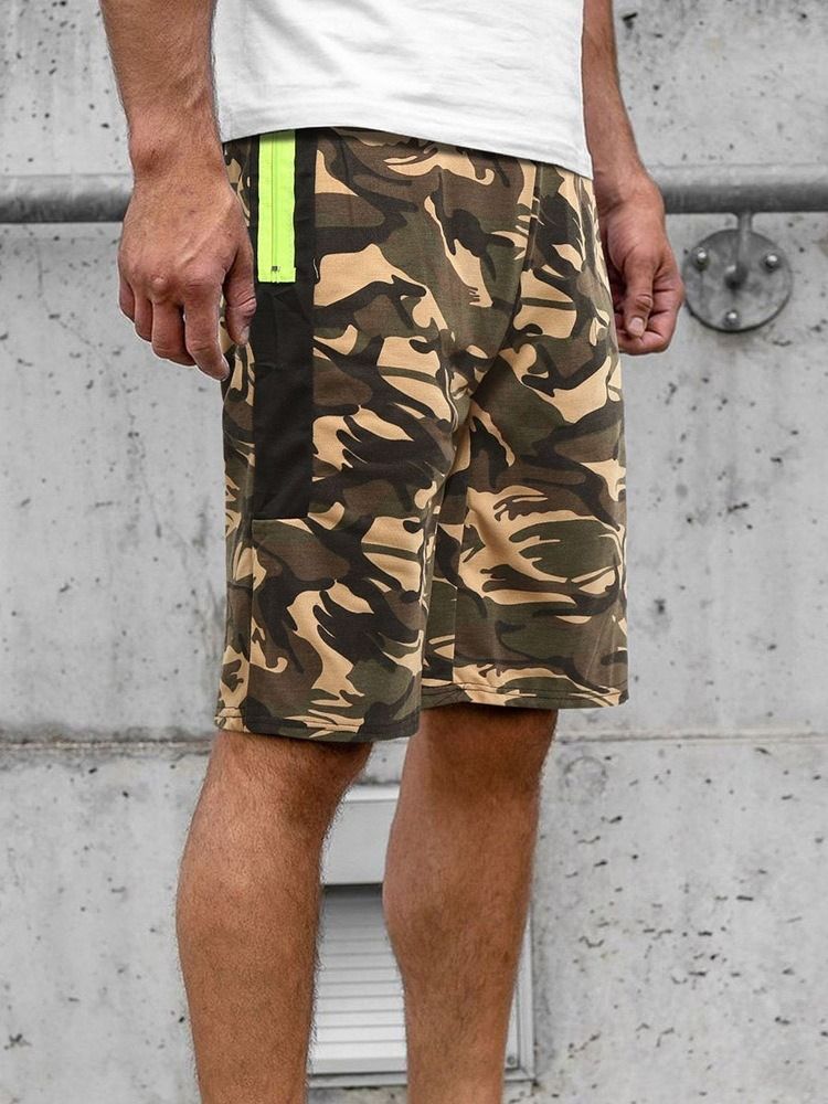 Shorts De Praia Masculinos De Bolso Reto Camuflados