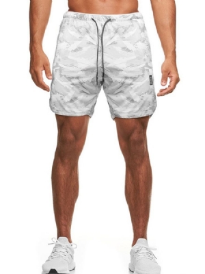 Shorts Slim Camuflagem Estampados Casuais De Cintura Média Masculina