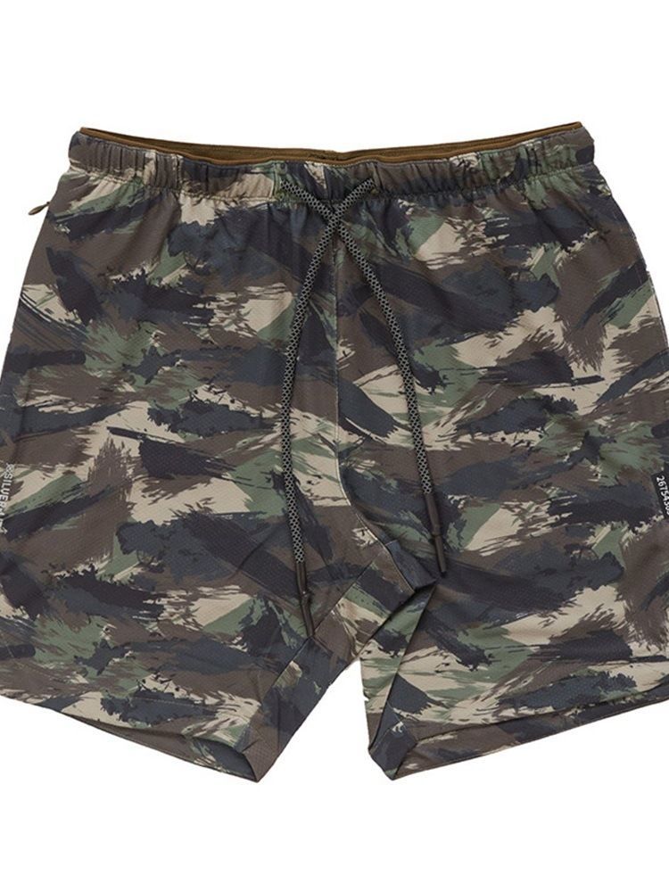 Shorts Slim Camuflagem Estampados Casuais De Cintura Média Masculina
