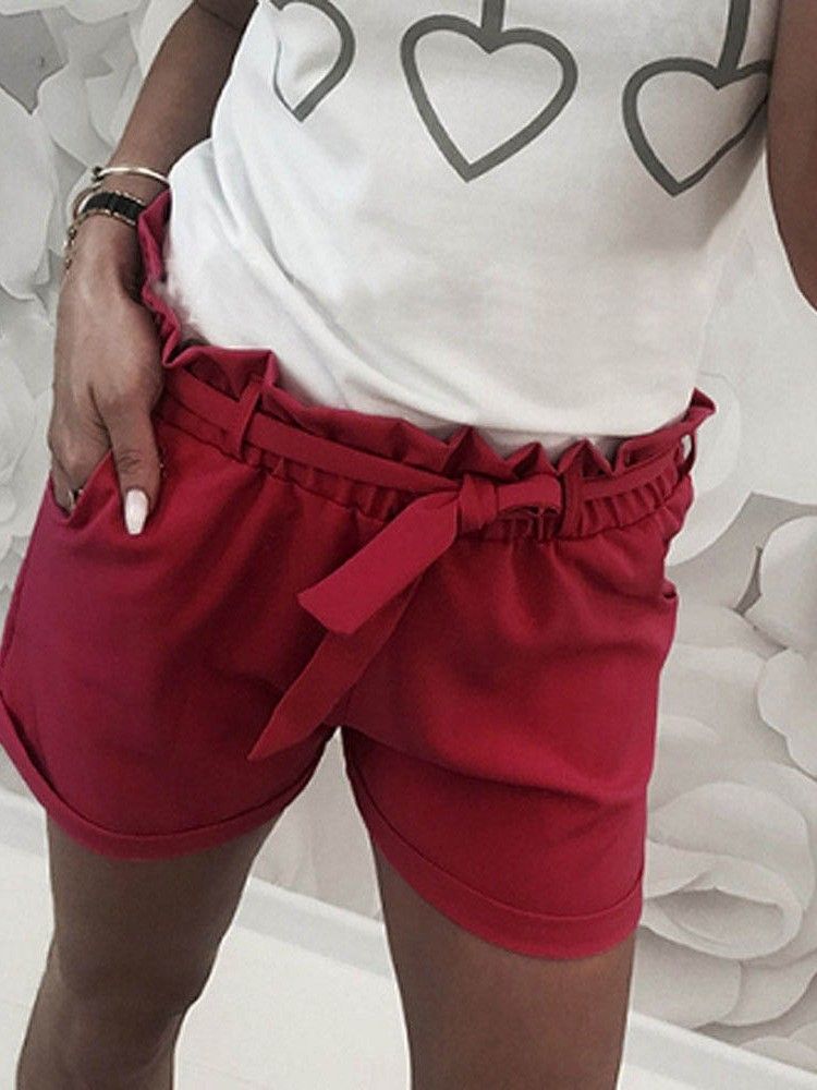 Shorts Slim Falbala Feminino De Cintura Alta