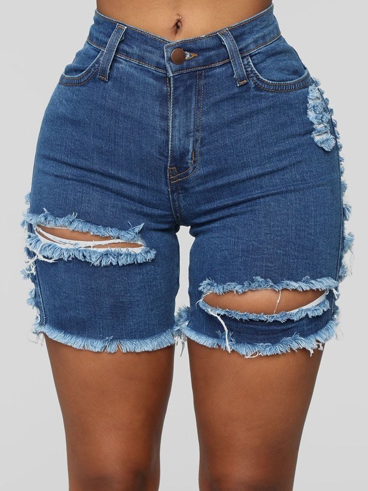 Shorts Slim Feminino Com Orifício Reto E Zíper