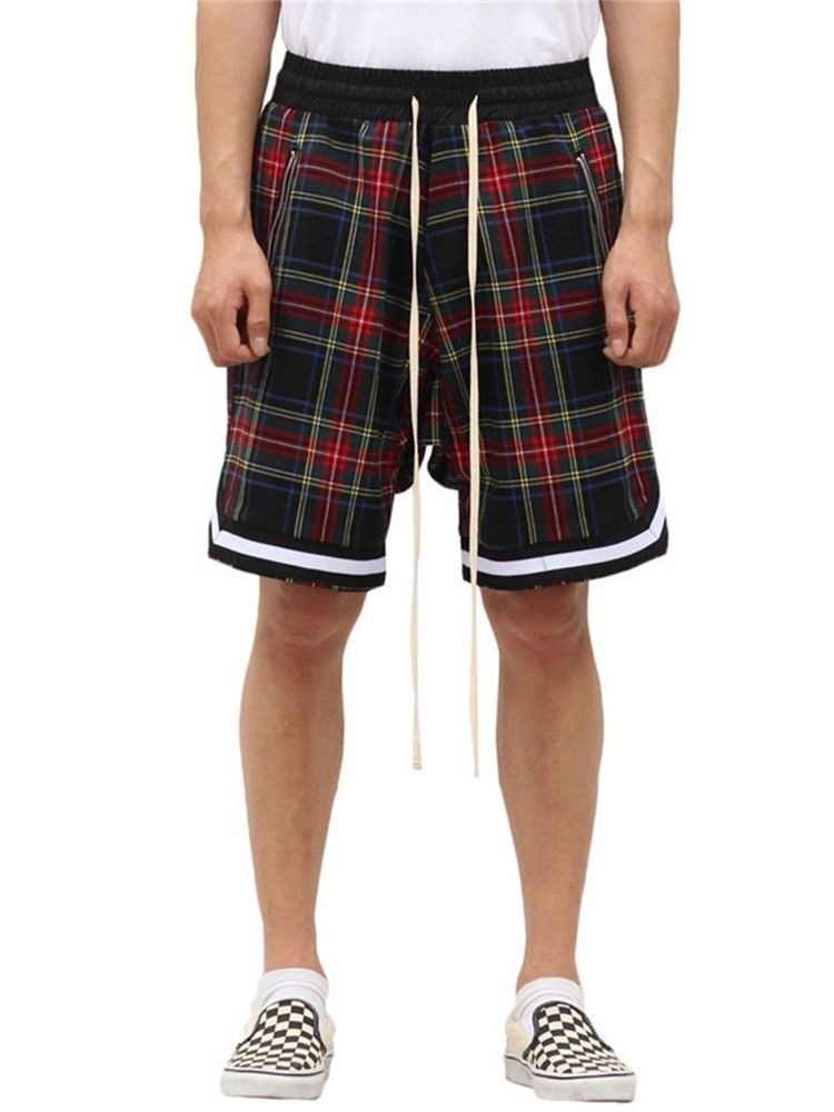 Shorts Xadrez Feminino Solto E Casual De Renda
