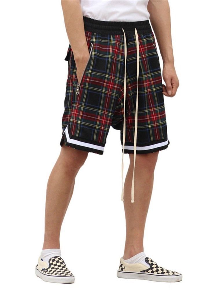 Shorts Xadrez Feminino Solto E Casual De Renda