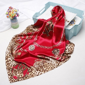 Imprimir Lenços Femininos Charmeuse Leopard Fashion