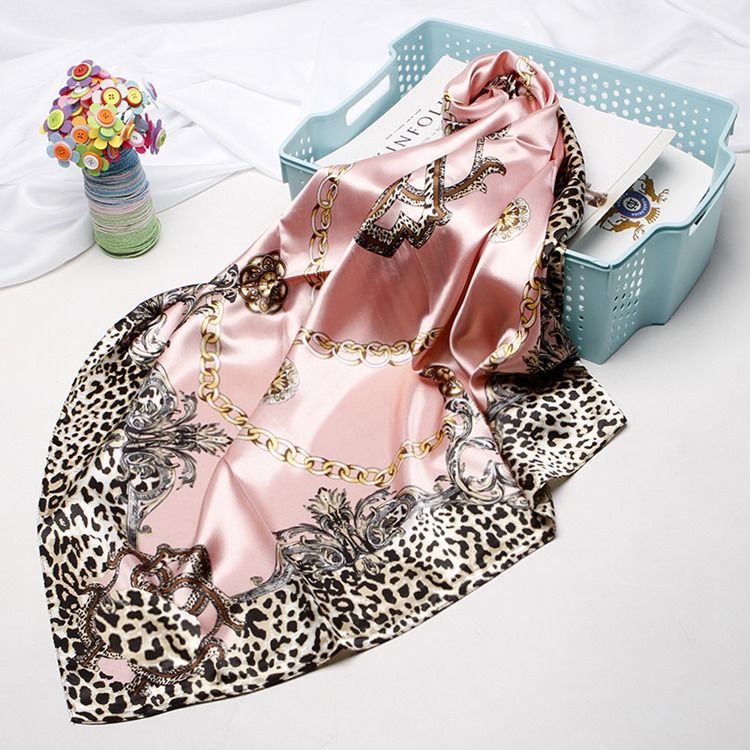 Imprimir Lenços Femininos Charmeuse Leopard Fashion