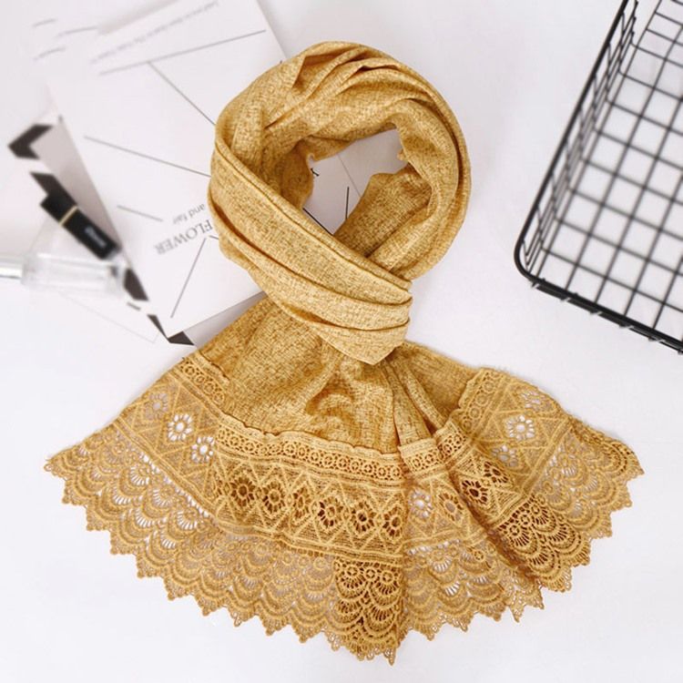 Lenço Feminino De Algodão Oco De Renda Lisa