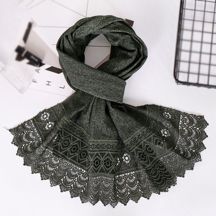 Lenço Feminino De Algodão Oco De Renda Lisa