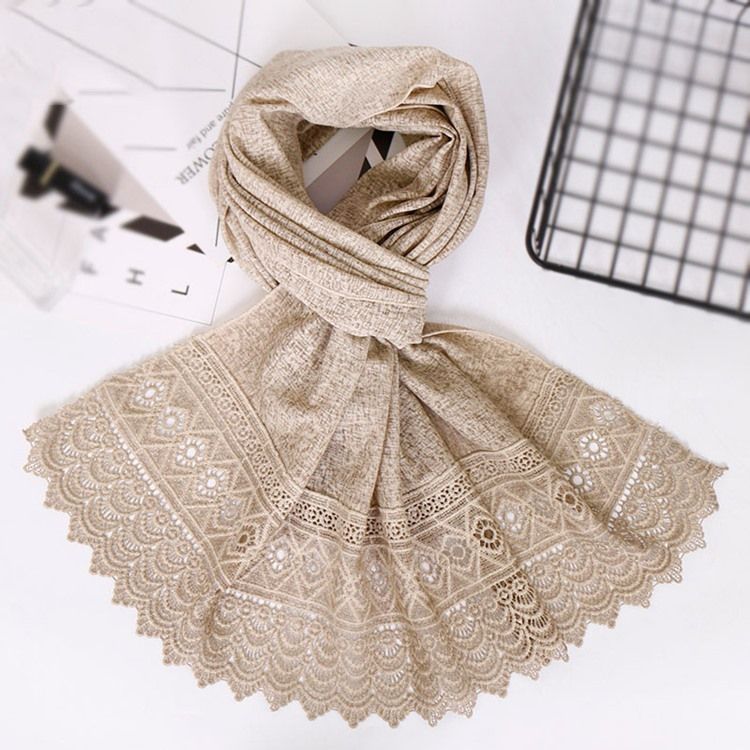 Lenço Feminino De Algodão Oco De Renda Lisa
