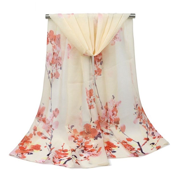Lenço Feminino Com Estampa De Flor De Ameixa Graciosa