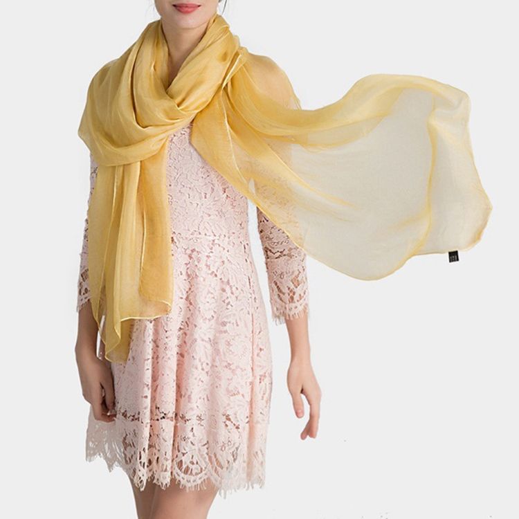 Lenço Feminino De Tecido De Seda Imitado De Cor Pura