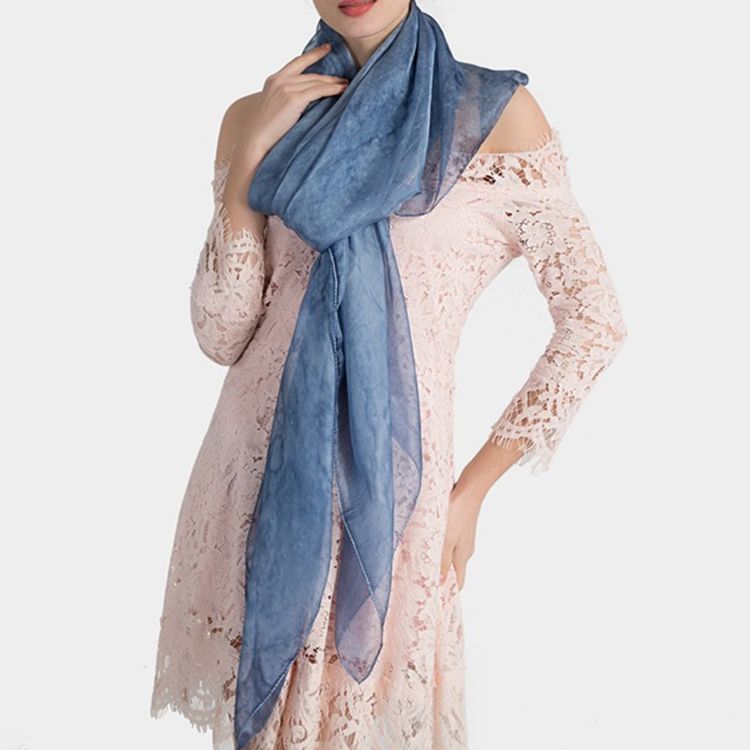 Lenço Feminino De Tecido De Seda Imitado De Cor Pura