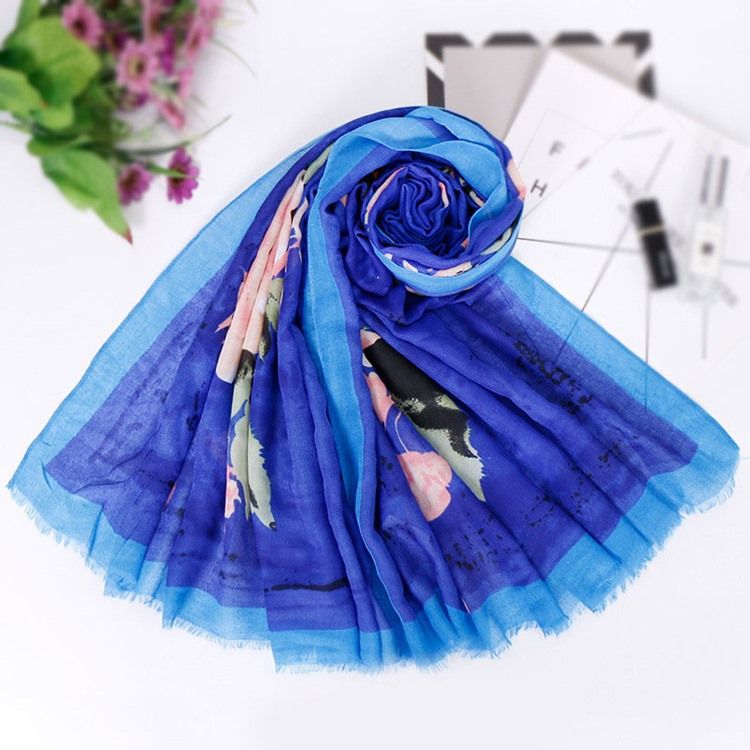 Lenço Floral Da Moda Feminina De Algodão