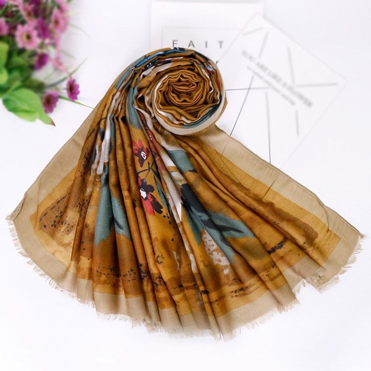Lenço Floral Da Moda Feminina De Algodão