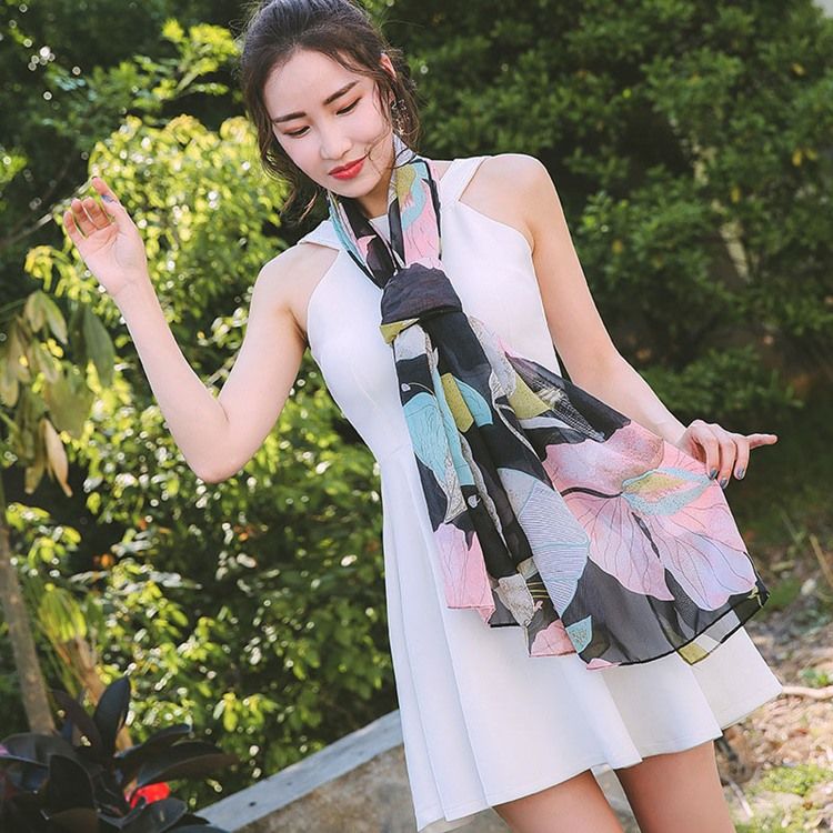 Lenço Floral Feminino De Chiffon Novo Estilo