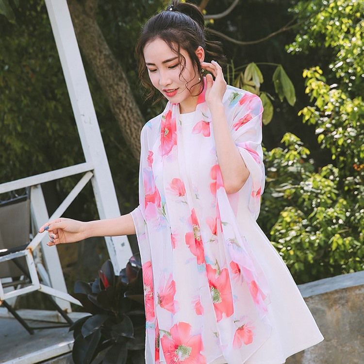 Lenço Floral Feminino De Chiffon Novo Estilo