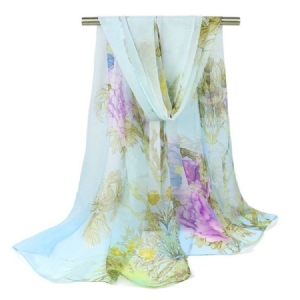 Lenço Floral Simples E Elegante De Chiffon Para Mulheres
