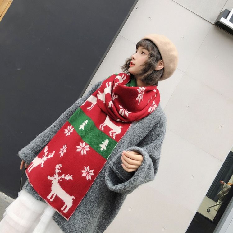 Lenço De Natal Feminino Lenços De Lã De Desenho Animado