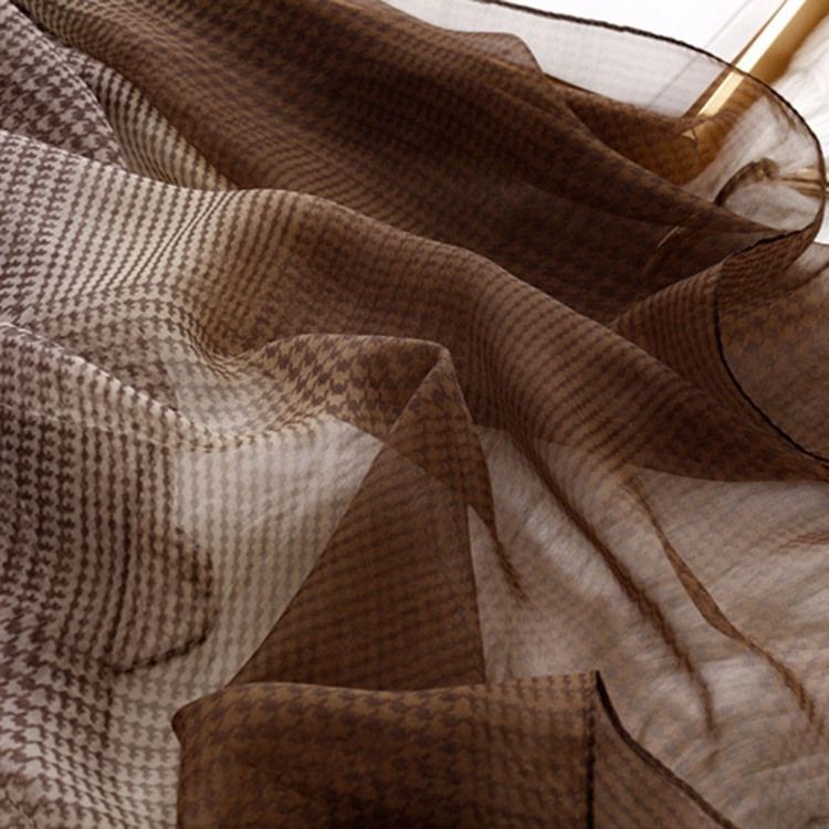 Lenço Xadrez Feminino De Chiffon Charmeuse