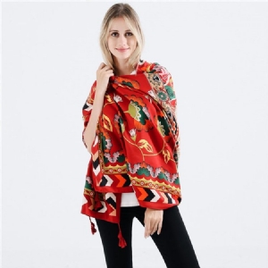 Lenços Florais Com Borla De Xale Feminino