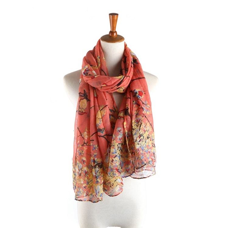 Lenços Florais Femininos Com Estampa Vintage De Voile
