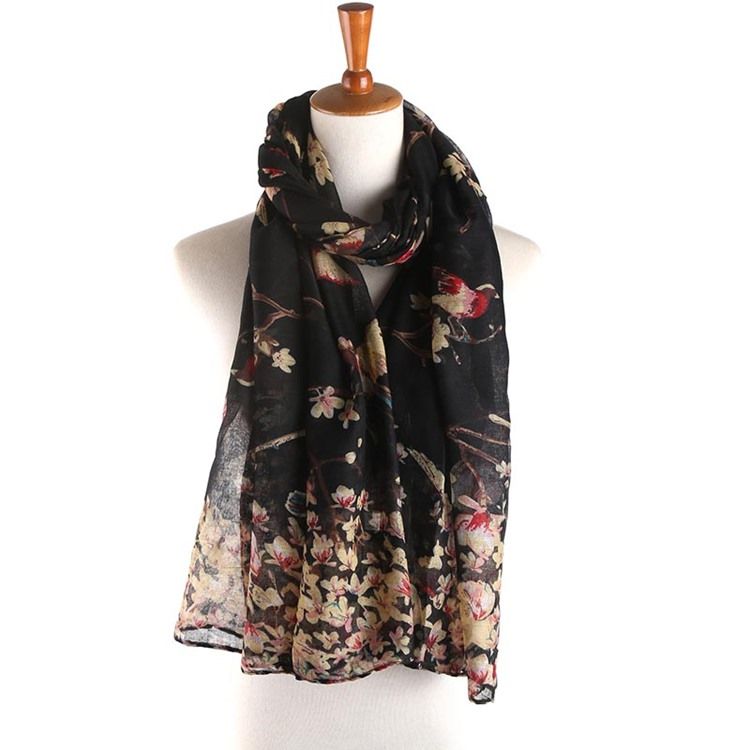 Lenços Florais Femininos Com Estampa Vintage De Voile