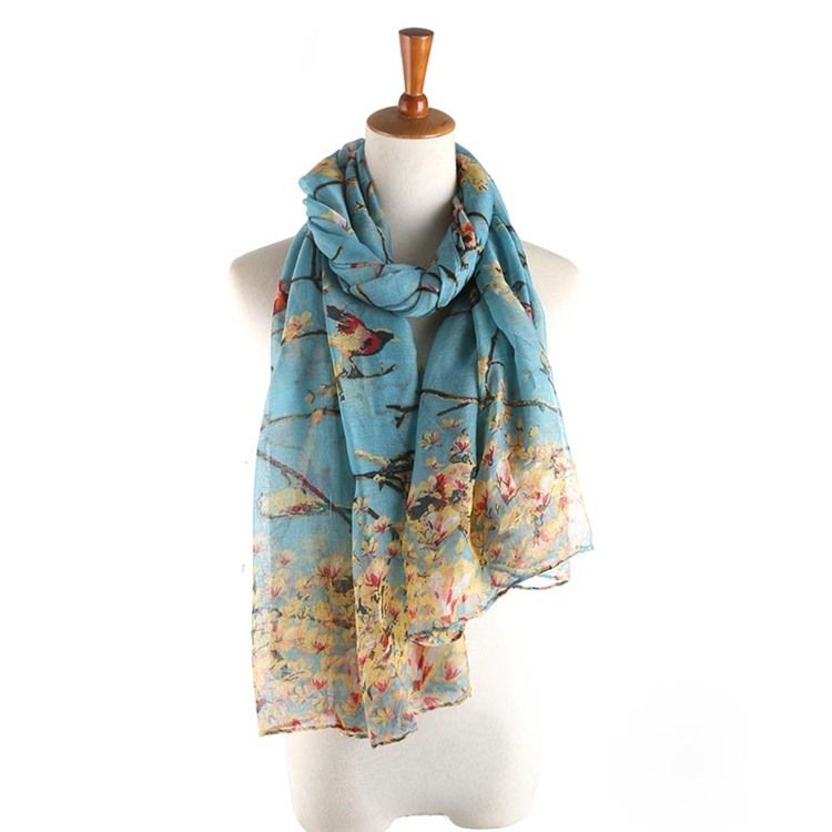 Lenços Florais Femininos Com Estampa Vintage De Voile