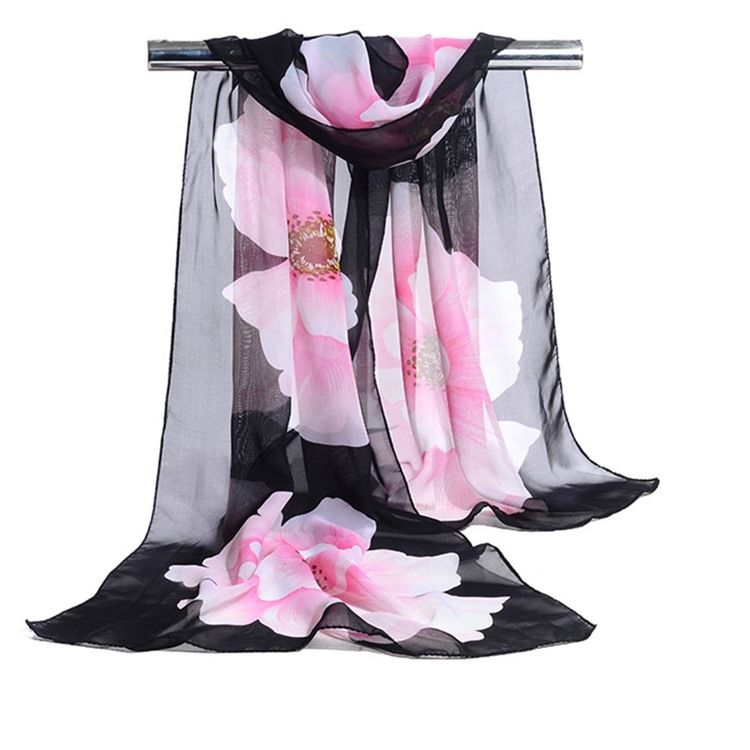 Novo Lenço Floral Feminino De Chiffon Feminino