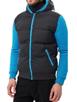 Blusão De Cor Padrão Bloco Com Capuz Casual Masculino