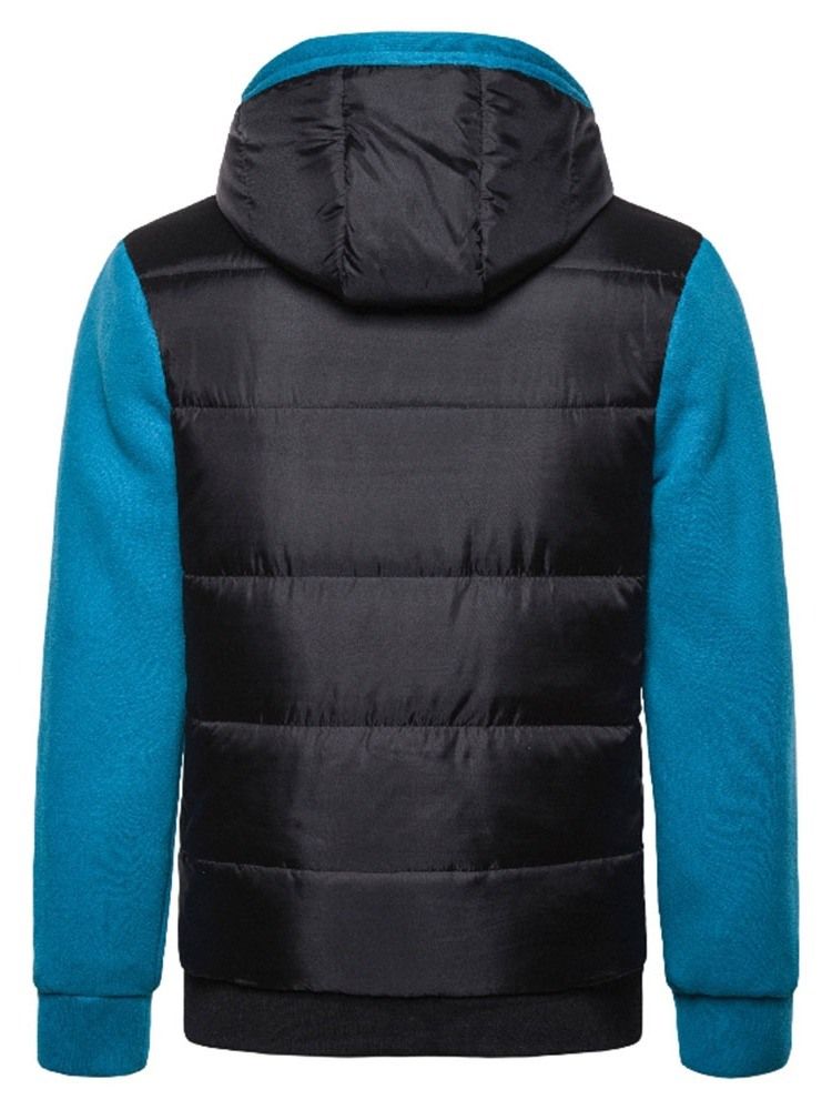 Blusão De Cor Padrão Bloco Com Capuz Casual Masculino