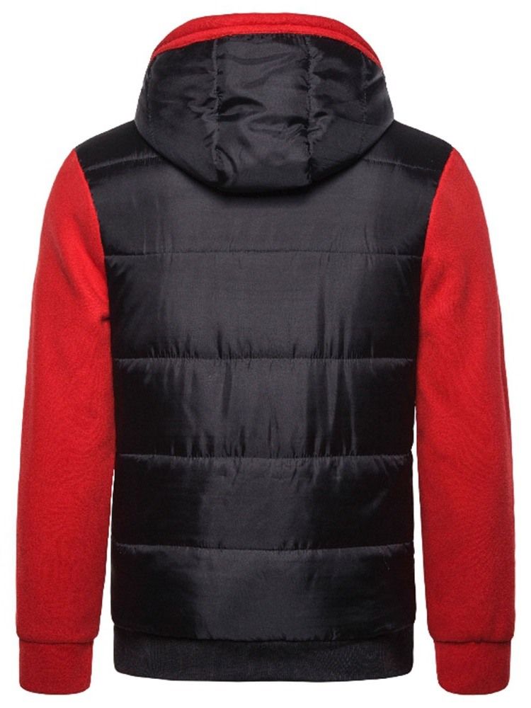 Blusão De Cor Padrão Bloco Com Capuz Casual Masculino
