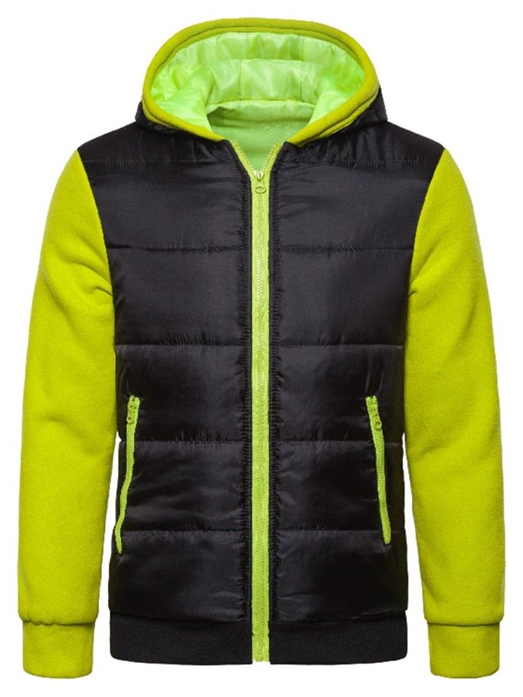Blusão De Cor Padrão Bloco Com Capuz Casual Masculino