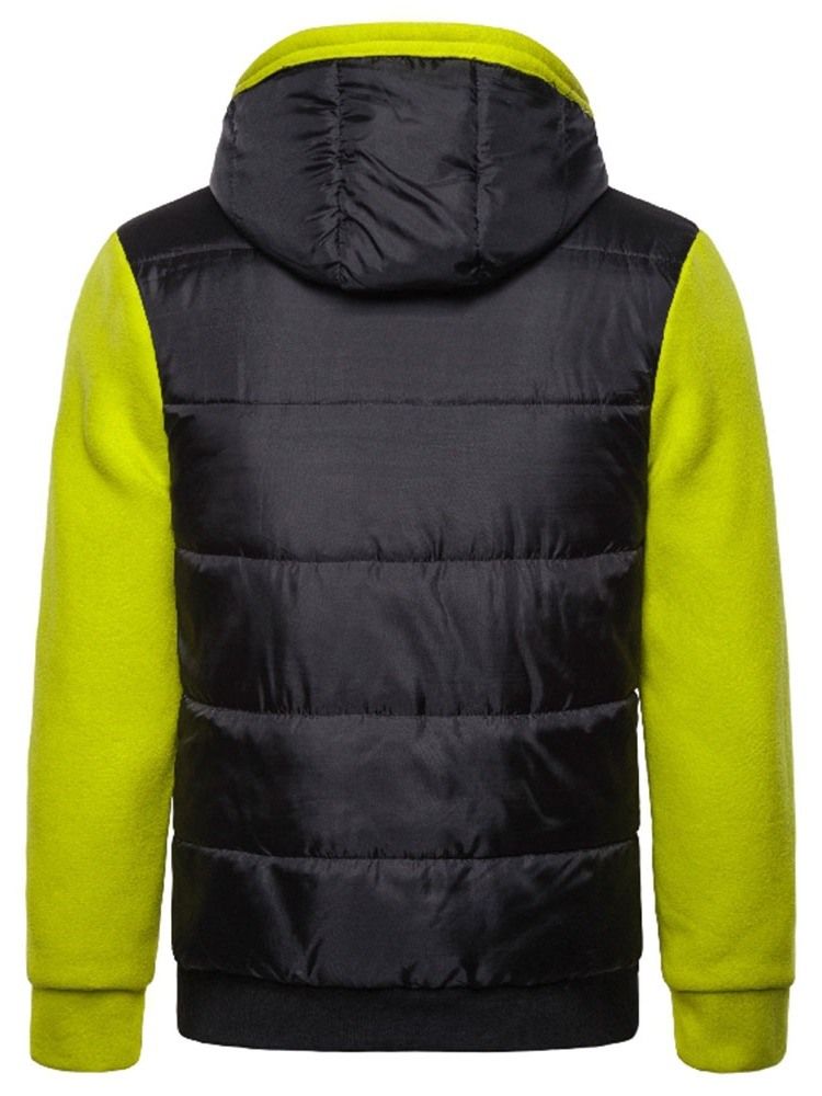 Blusão De Cor Padrão Bloco Com Capuz Casual Masculino