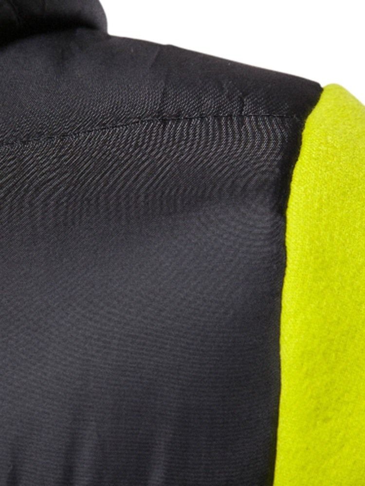Blusão De Cor Padrão Bloco Com Capuz Casual Masculino