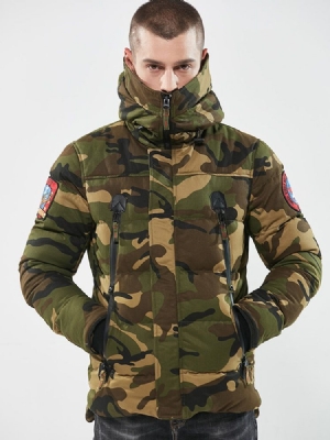 Camuflagem Zíper Algodão Casaco Casual Slim Masculino