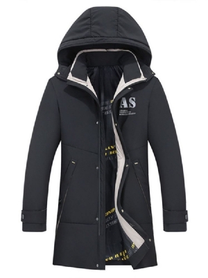 Casaco Acolchoado Casual Masculino Com Capuz Comprimento Médio