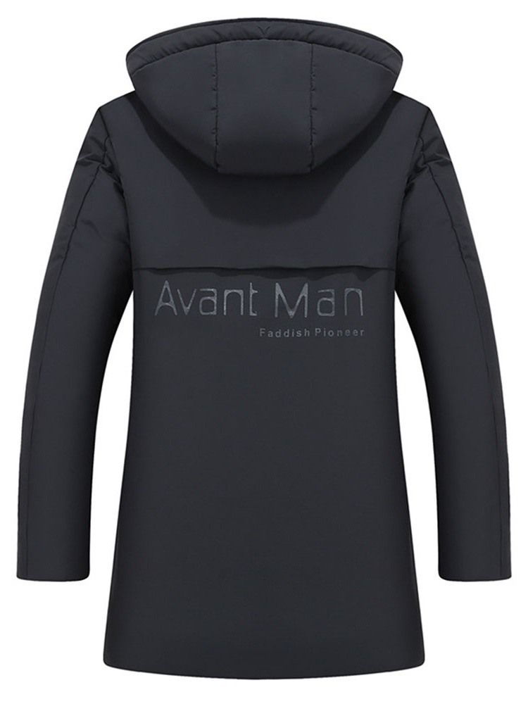 Casaco Acolchoado Casual Masculino Com Capuz Comprimento Médio